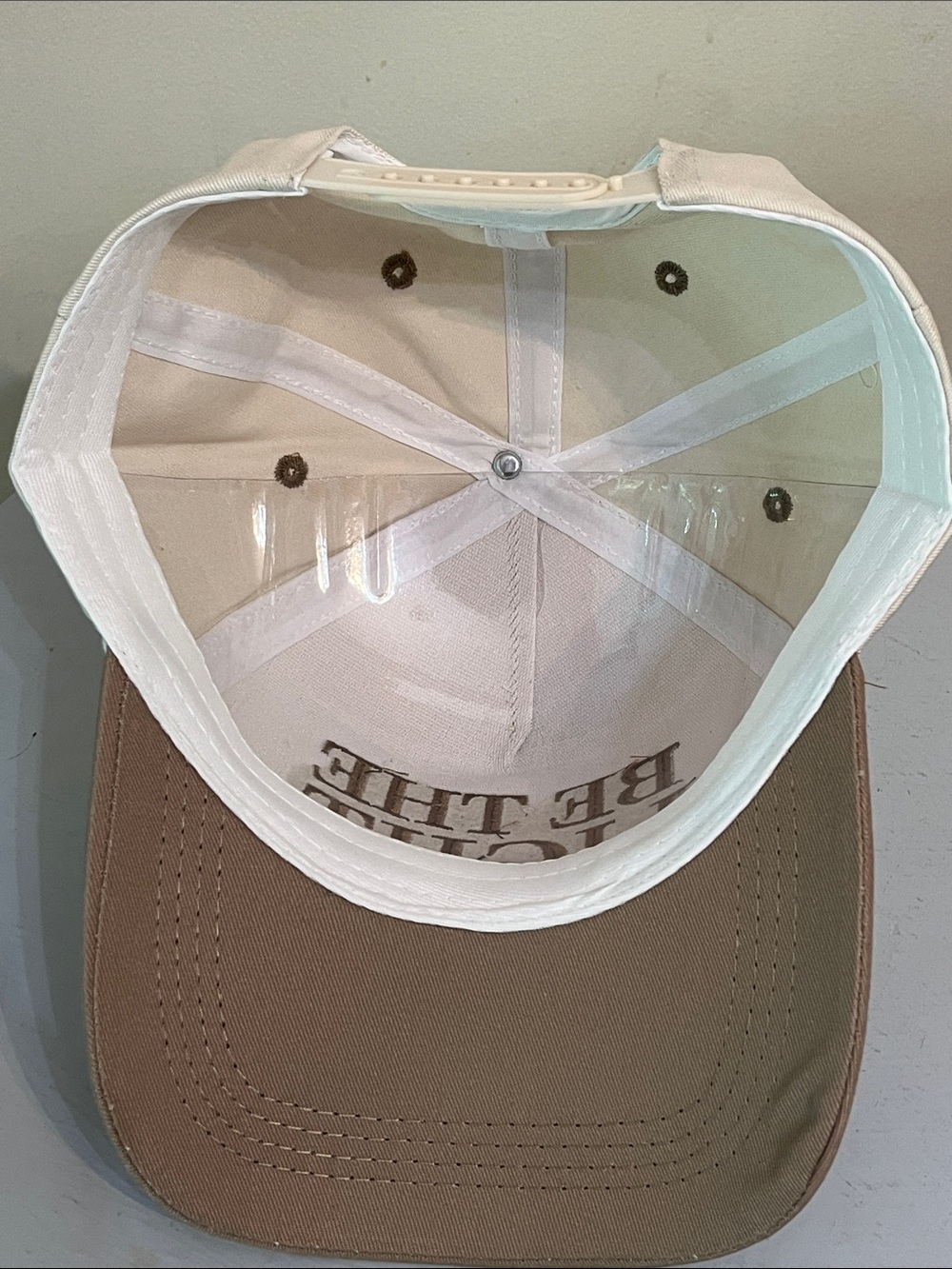 Zenana Be The Light Embroidered Two-Tone Baseball Cap in Cream and Ash Mocha NEW - Picture 3 of 4